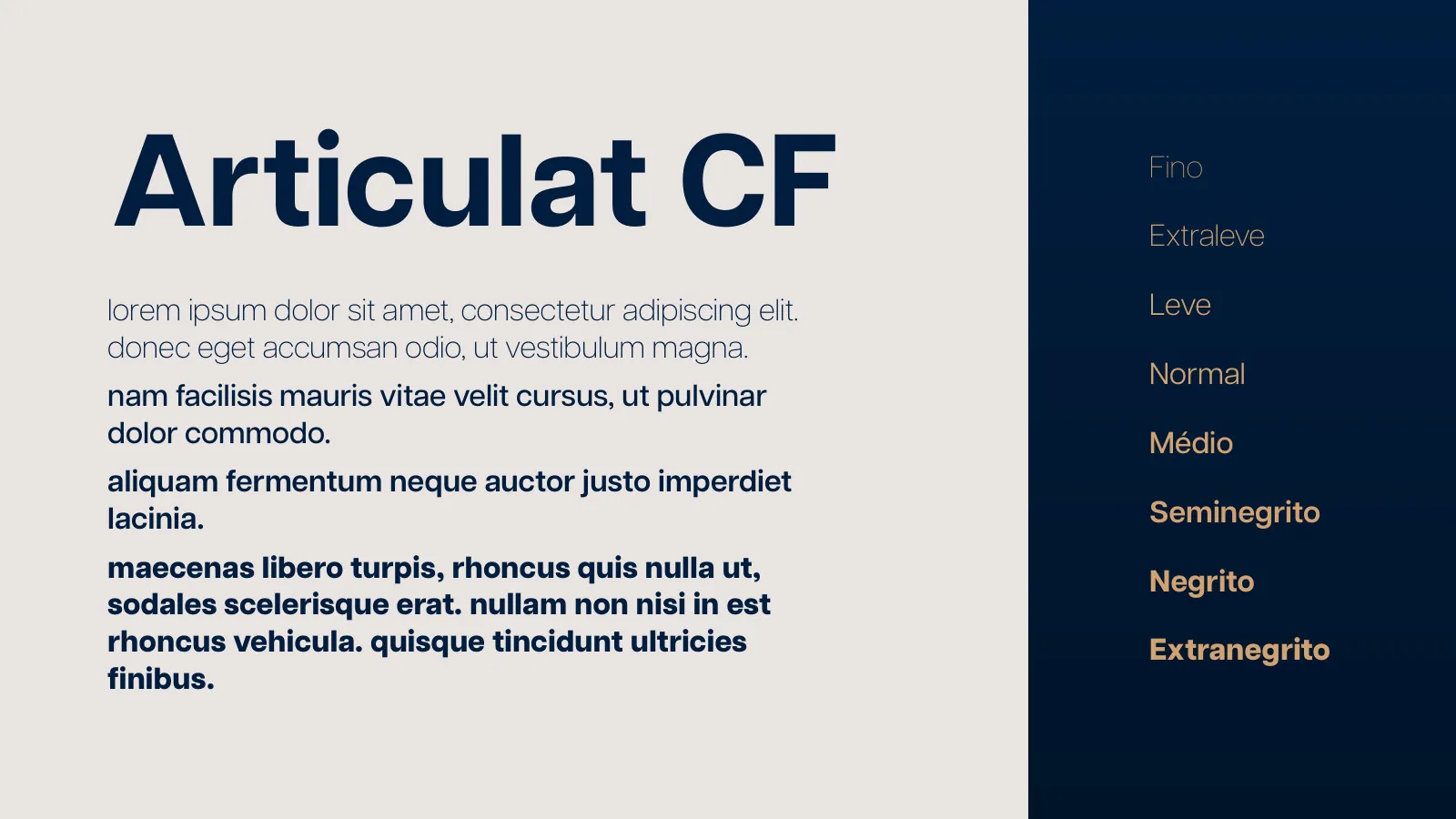 Articulat CF em oito pesos