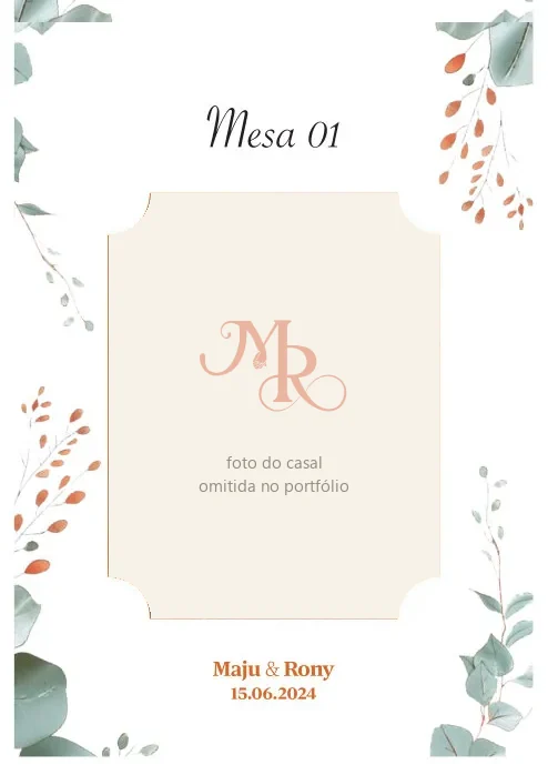 Cartão de numeração de mesa